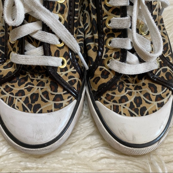COACH tan / brown leopard Barrett sneakers 7 - Picture 3 of 14